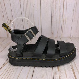 Dr. Martens Doc Blaire Black Leather Ankle Strap Platform Sandals Women’s Size 8